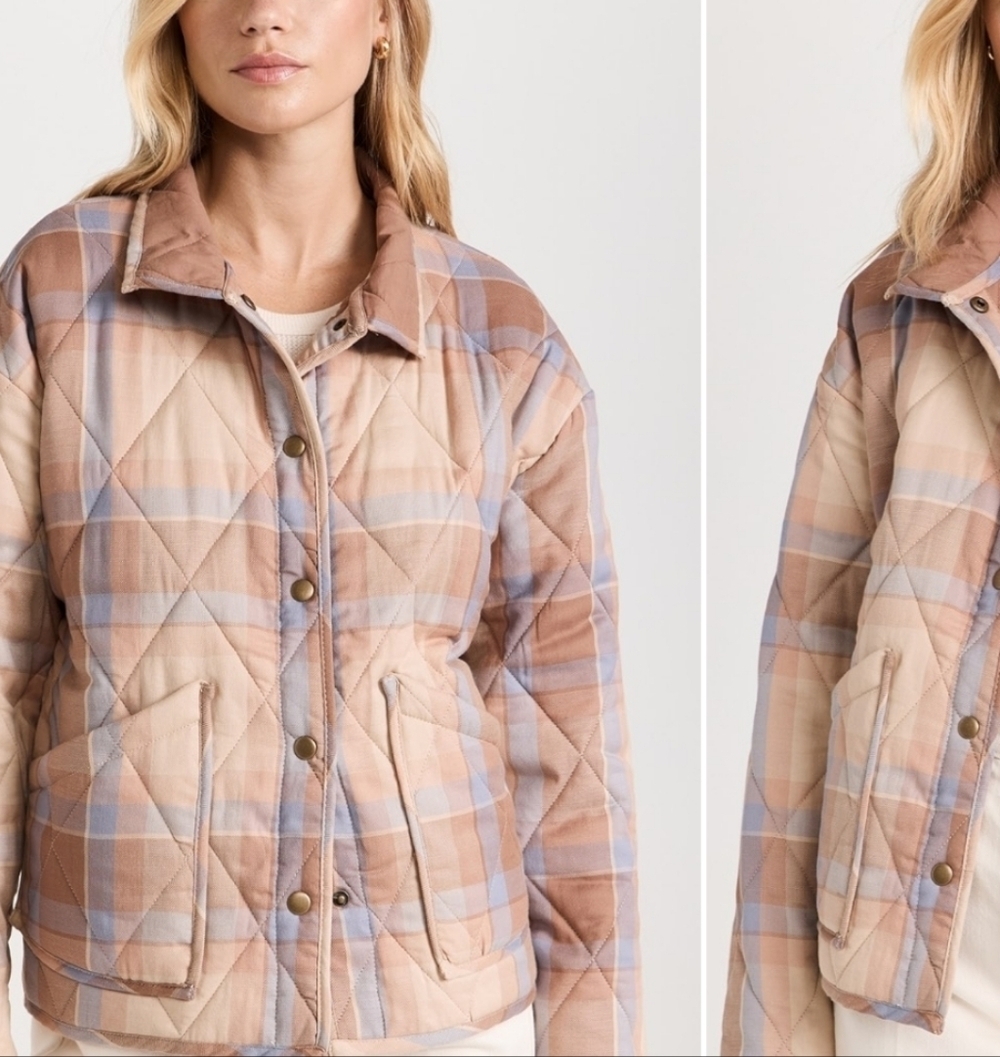 Z Supply Maya Quilted Plaid Snap Closure Jacket Patch Hip Pockets Size XS - Picture 3 of 16